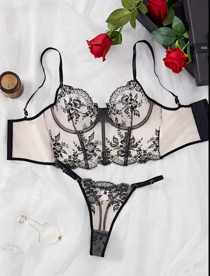 Velvet Rose Bustier Set