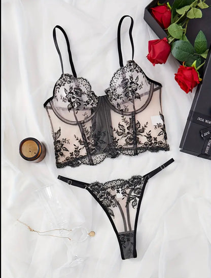 Velvet Rose Bustier Set